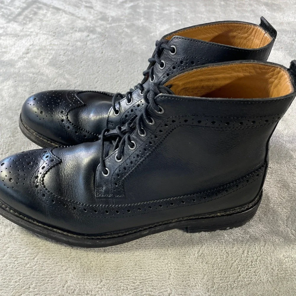 Polo Ralph Lauren‎ Brogue Chukka Boots Nickson Mens 9 Black Leather Wingtip